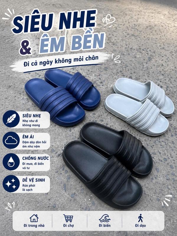 Dép lê quai ngang nam nữ siêu nhẹ , quai PVC êm chân, quai nút mang bền, chân đầy đặn nên tăng size