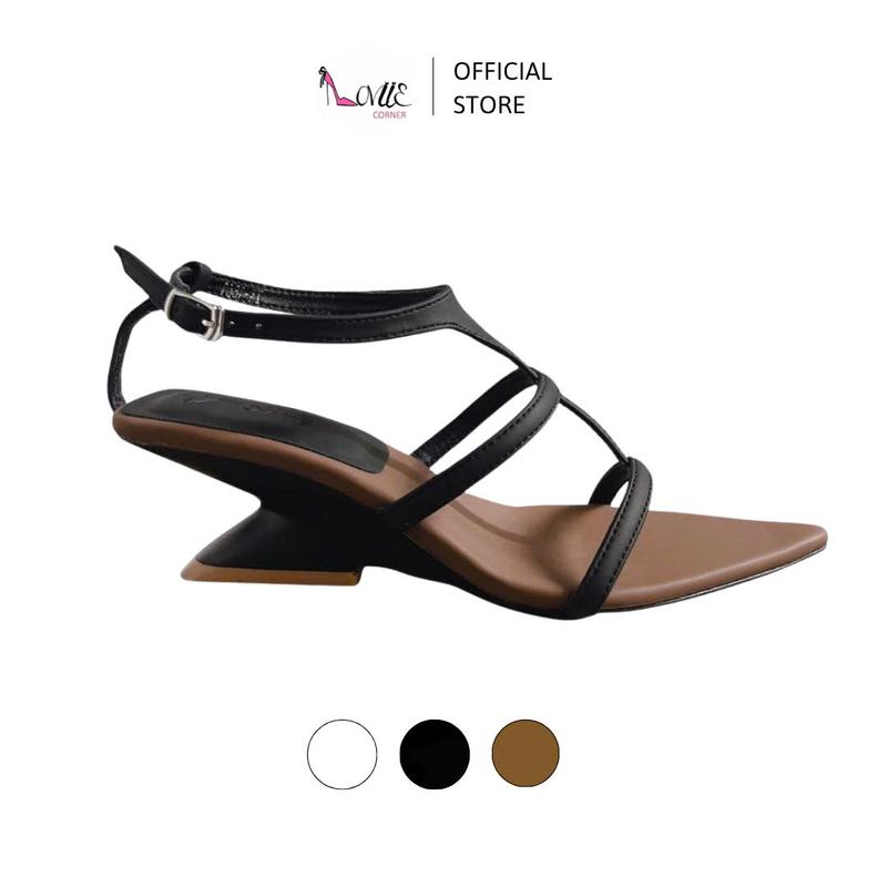 LOVIIECORNER - GIÀY SANDAL CAO GÓT NỮ MŨI NHỌN - GUỐC CAO GÓT 3 QUAI MẢNH NGANG DỌC THỜI TRANG HỞ HẬU CÀI GÓT LOE KHUYẾT 5 PHÂN lolita đi học - GG250513 - GG250823