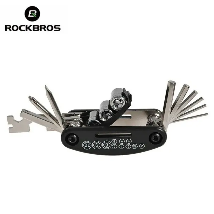 Rockbros Kunci Set Lipat Bahan Carboon Steel Baja Toolkit 16 In 1 Shok Obeng / Rockbros Kunci Set Sepeda 16 In 1 Multifungsi Tools Kit /  Rockbros kunci lipat 5