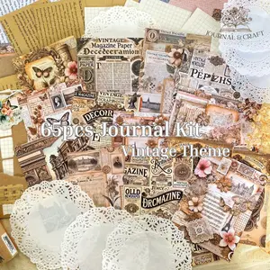 65pcs Journal Kit Vintage Scrapbook Aesthetic Bujo Bullet Journal Dekor