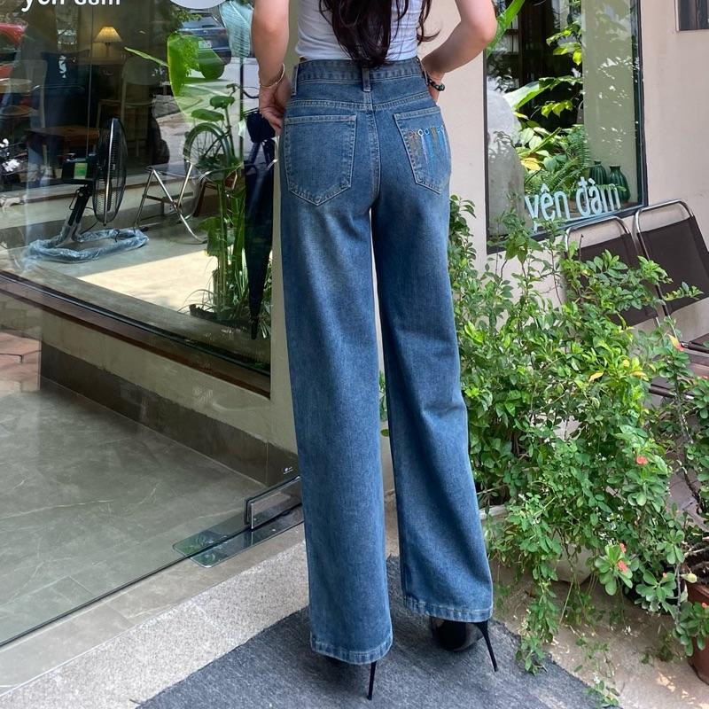 QUẦN JEAN NỮ QUẢNG CHÂU ỐNG XUÔNG THÊU TÚI KHÔNG CO GIÃN 2353-1