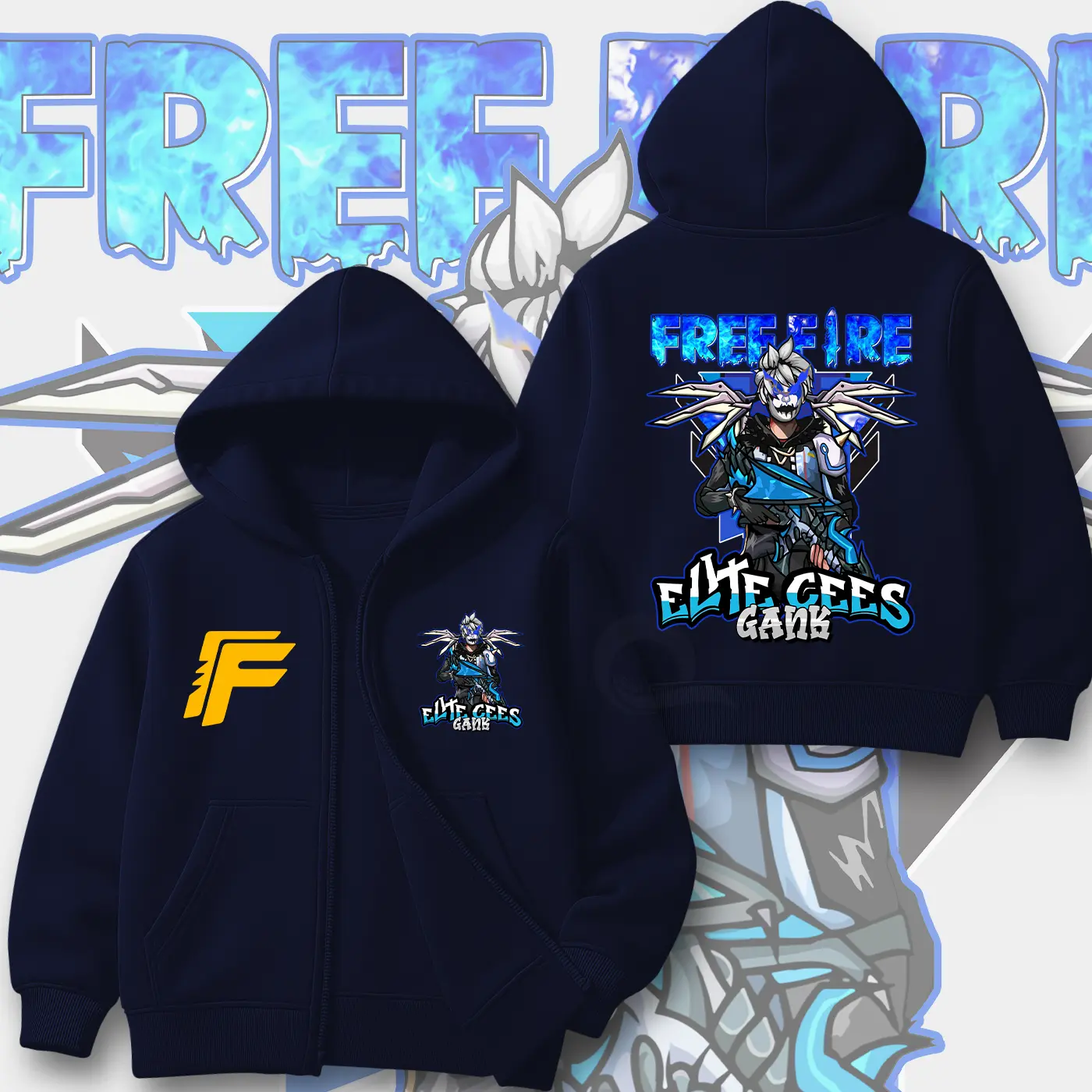 Jaket Hoodie Zipper FF Free Fire Anak Laki Laki Perempuan Keren Jacket FF Resleting Anak Cowok Cewek Usia 3-13 Tahun