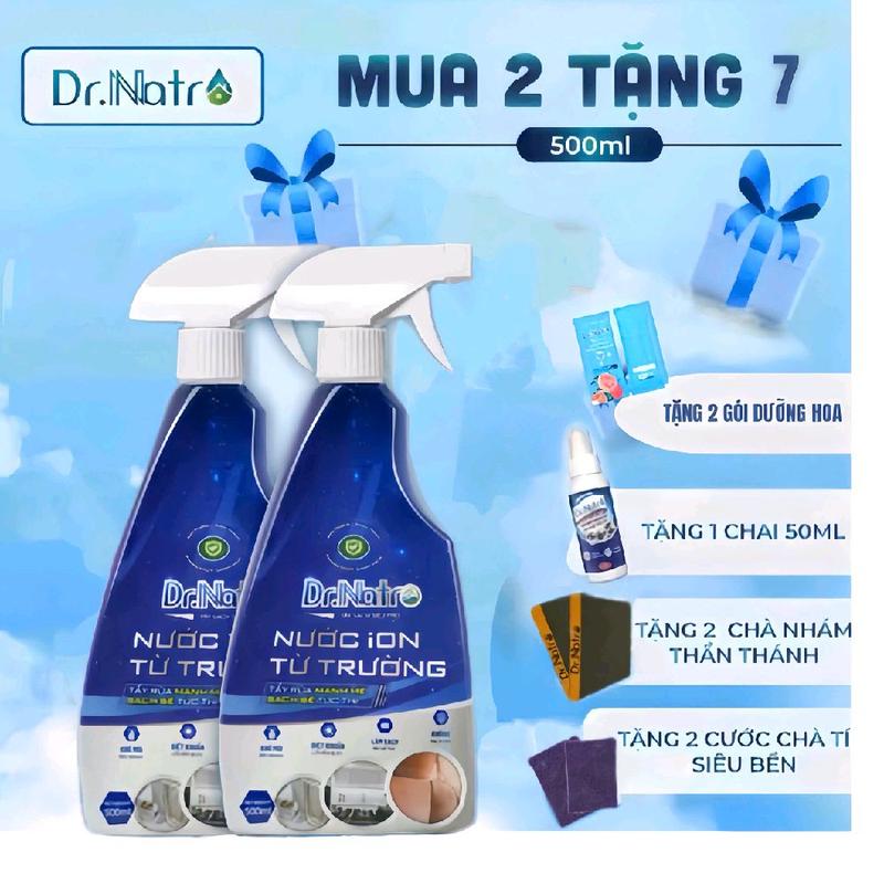 Combo 2 chai Dr Natro Nước tẩy rửa đa năng tặng 2 miếng chà lớn,2 miếng chà tím và chai tẩy nhỏ 50ml và 2 gói dưỡng hoa giúp hoa tươi lâu