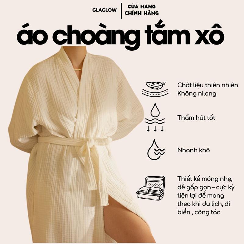 Áo Choàng Tắm Xô Muslin Màu Pastel Mịn 2 Lớp - GLAGLOW