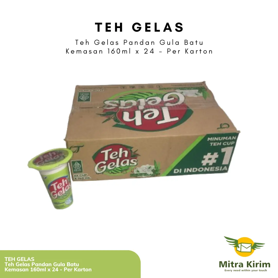 Teh Gelas Pandan Gula Batu | Kemasan 160ml x 24 - Per Karton