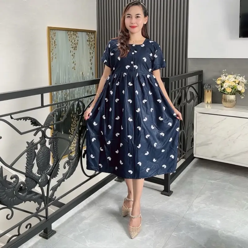 Daster Qween Kain Rayon Premium Grade A Busui Kancing Dress Wanita  Bumil Baju Santai 6