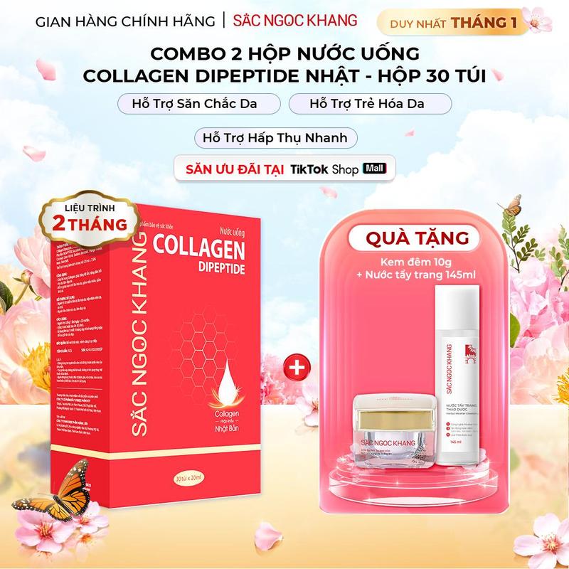 Combo 2 Hộp Nước Uống Collagen Dipeptide Sắc Ngọc Khang 30 túi - Hỗ Trợ Đàn hồi da Hỗ Trợ Xương Khớp Hỗ Trợ Cải Thiện Nếp Nhăn