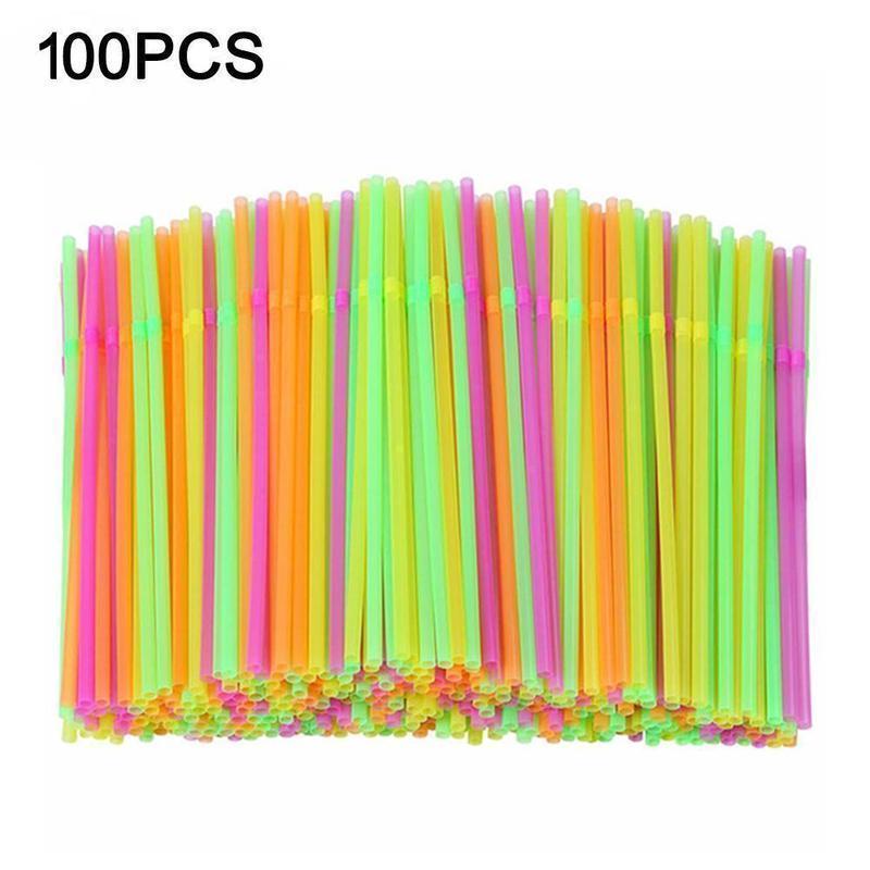 Product Introduction of Straw Plastik Fleksibel, 100 Keping, Bengkok, Berwarna-warni, Sesuai untuk Majlis Keraian, Straw Minum Plastik, M7L7 17
