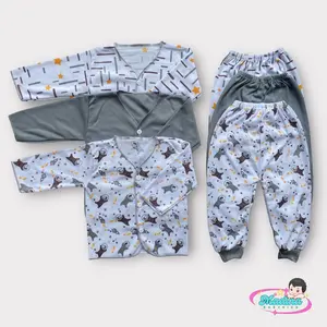 Paket 6 pcs baju celana bayi lengan panjang newborn Katun laki laki perempuan / Parsel Bunda
