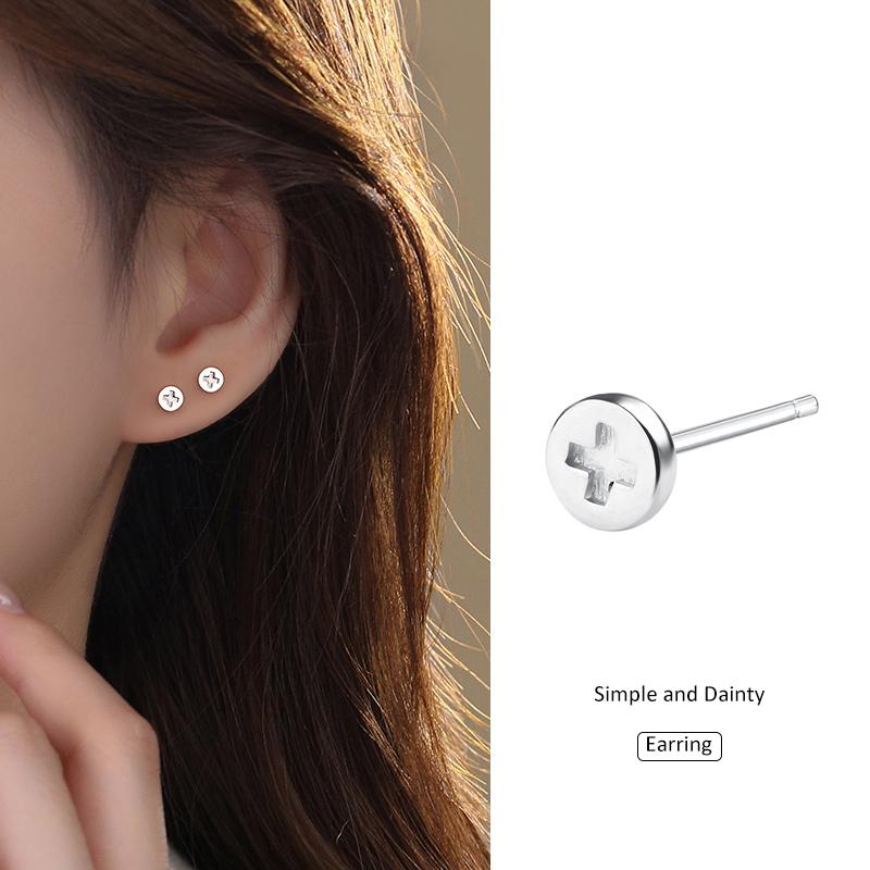 Bông Tai Đinh tán Đơn Vít, Thiết Kế Đơn Giản, Chất Liệu Bạc Sterling 925, Dành Cho Nữ, Trang Sức Thời Trang, Thích Hợp Để Đeo Hàng Ngày, E4179 0