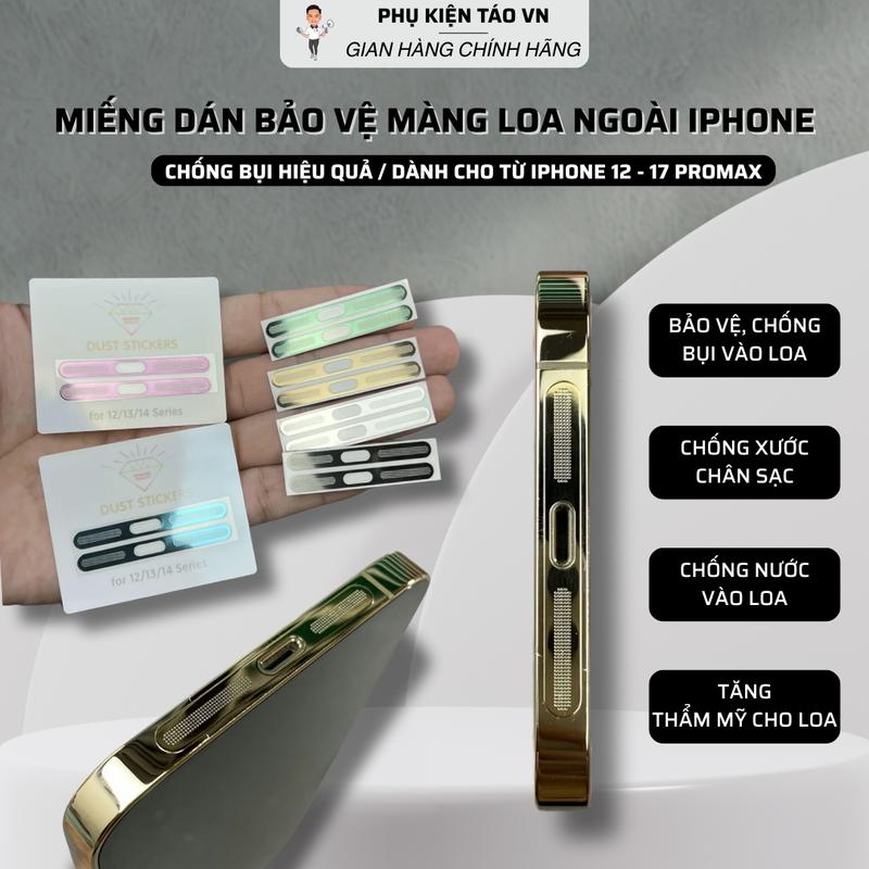 Miếng dán che bụi bảo vệ màng loa siêu mỏng dành cho iphone 12 13 14 pro promax