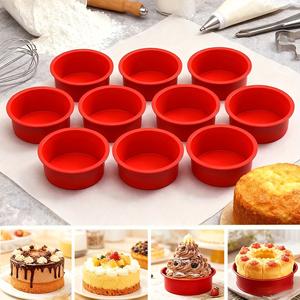 Paquete de 10 mini moldes de silicona de 4 pulgadas para pastel y cupcakes, reutilizables para muffins, pastel arcoíris, pastel de queso y molde para mousse de postre