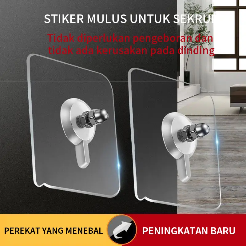 Tidak ada pukulan, tidak ada bekas, kait lengket yang kuat, cangkir hisap tak terlihat di kamar mandi dapur, gantungan pemasangan bebas paku, sekrup lengket