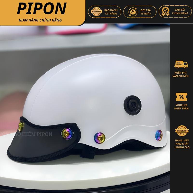 Mũ bảo hiểm nửa đầu ốc Titan phủ bóng Nón bảo hiểm gắn 7 ốc titan mỏ thêu cao cấp