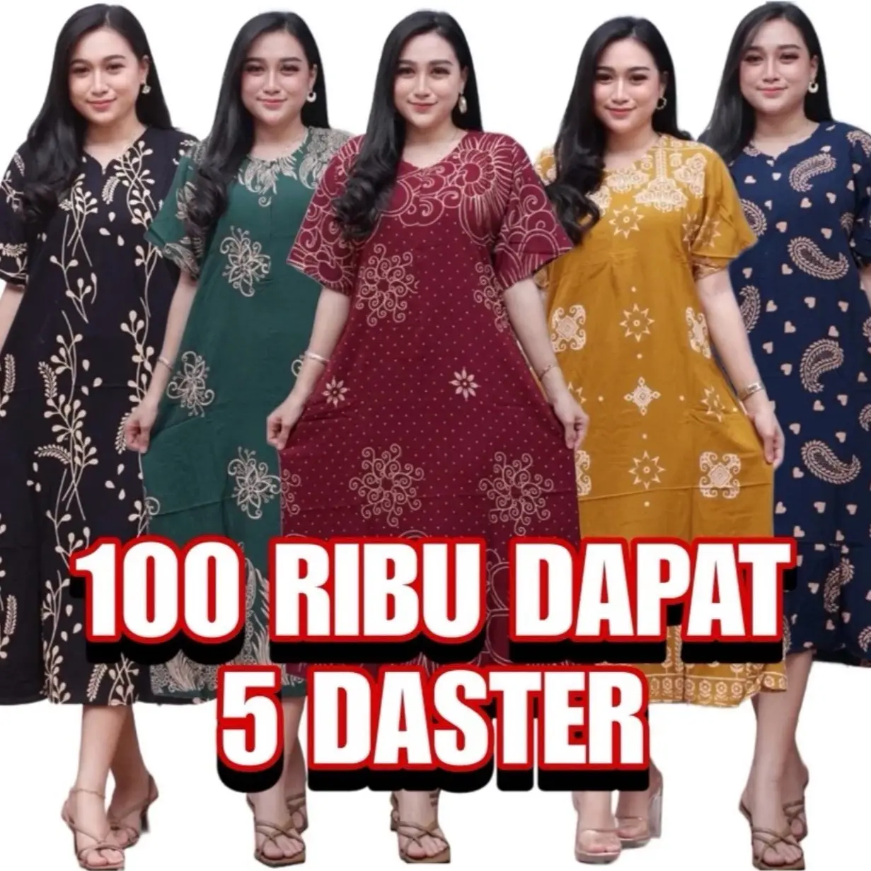 Daster 100 Dapat 5pcs || Daster Rayon standar Lengan Pendek Busui Bumil Kancing Depan Lengan Pendek Motif Batik Kekinian cantik