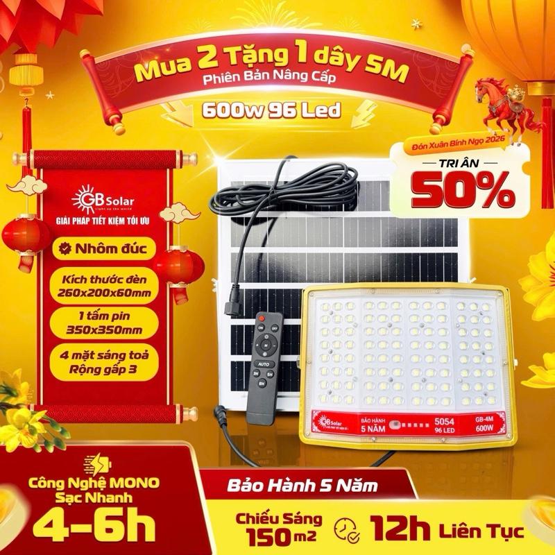COMBO MUA 2 BỘ TẶNG 1 DÂY NỐI 5M BẢN CAO CẤP NHÔM ĐÚC 96 LED 5054 Đèn Năng Lượng Mặt Trời Mắt Ngọċ 600W