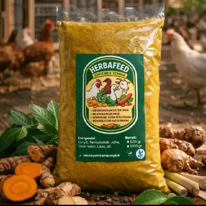 HERBAFEED Suplemen Pakan Ternak Herbal 1kg Kunyit Temulawak Jahe Penambah Nafsu Makan Ternak Meningkatkan Sistem Imun dan Hasil