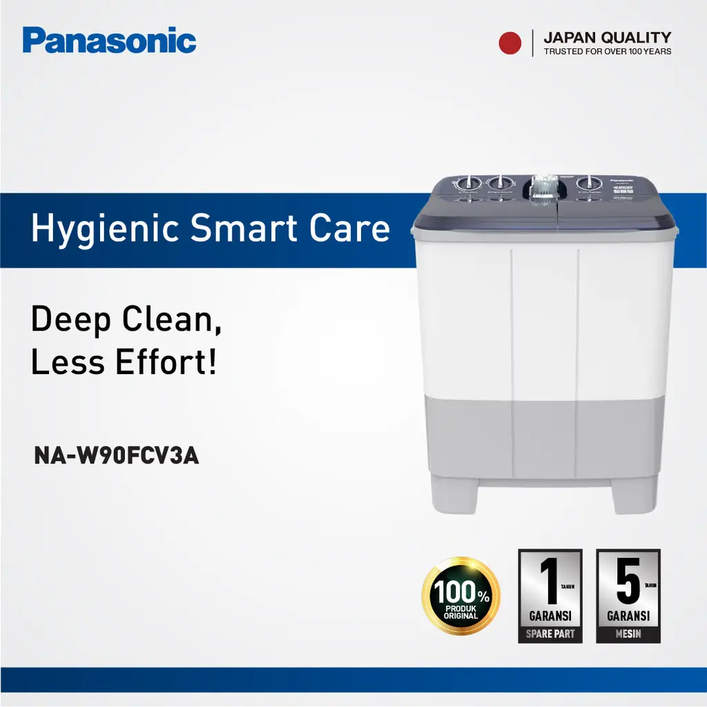 Panasonic NA-W90FCV3A Mesin Cuci 2 Tabung KUAT Series [9 Kg] - Grey