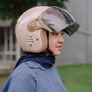 Helm Bogo Retro Solid Bipplast Terbaru Helm Wanita Kekinian Hijab Friendly SNI Premium Motorcycle