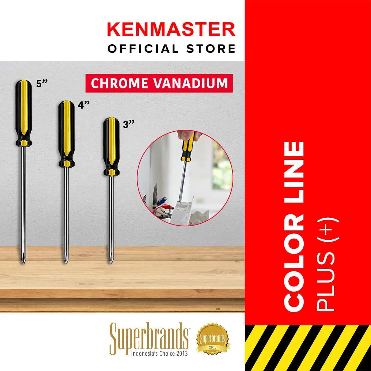 Kenmaster Obeng Color Line (+) PLUS - 3 / 4 / 5 Inch