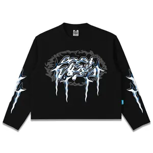 Popsicles Longsleeve Boxy Lengan Panjang Hitam Circle Core - Boxy Crop Longsleeve Kaos Oversize Unisex Printing Wanita