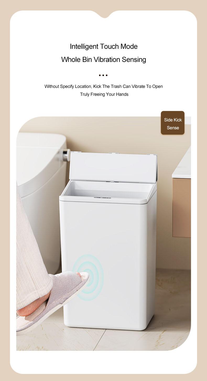 Product Introduction of 17L household smart induction trash can for kitchen, bedroom, bathroom, electric, fully automatic lid opening, induction kick 7