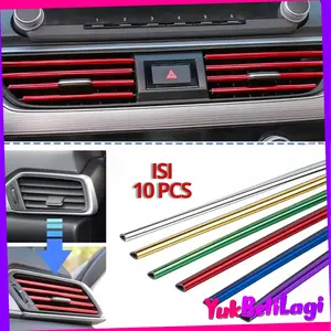 COD (YBL) Kisi-kisi List Ventilasi AC Mobil Trim Strip 10Pcs Trim Ventilasi AC Mobil Bentuk U 10 Pcs Universal Car Styling Bahan Soft PVC