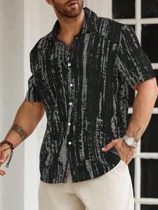Camisa para hombre de talla grande, diseño corporal texturizado, estilo casual, manga corta, tallas 2XL–6XL, cómoda y elegante