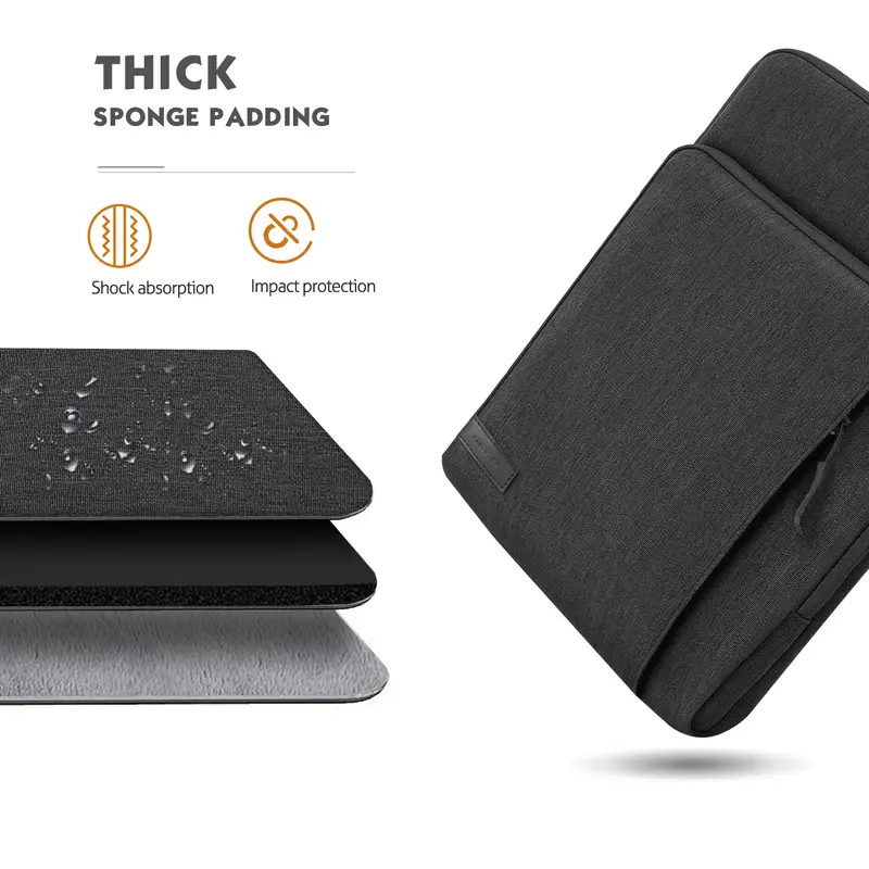Túi đựng máy tính xách tay, MoKo, dành cho 13,3-14 inch, Hộp đựng máy tính xách tay, có túi, Phù hợp với MacBook Pro M2 14 "/ 13", M2 / M1 Pro / M1 Max 14.2, Air 13.6 "2023-2021", Surface Pro 9 / 8 13 ", Màu đen và xám 3