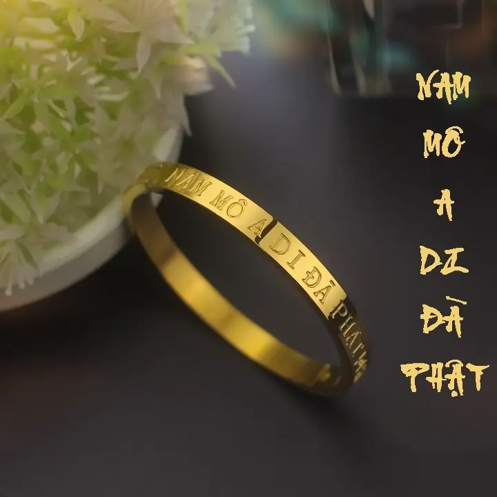 Vòng tay nam mô adida phật 01, Vong tay khắc chữ nam mô adida, Kiềng tay, Lắc tay titan
