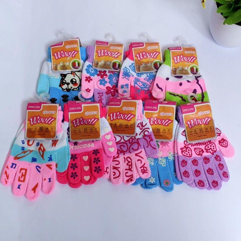 Sarung Tangan Rajut Pelangi Belang Motif Wanita Dewasa Gloves 2