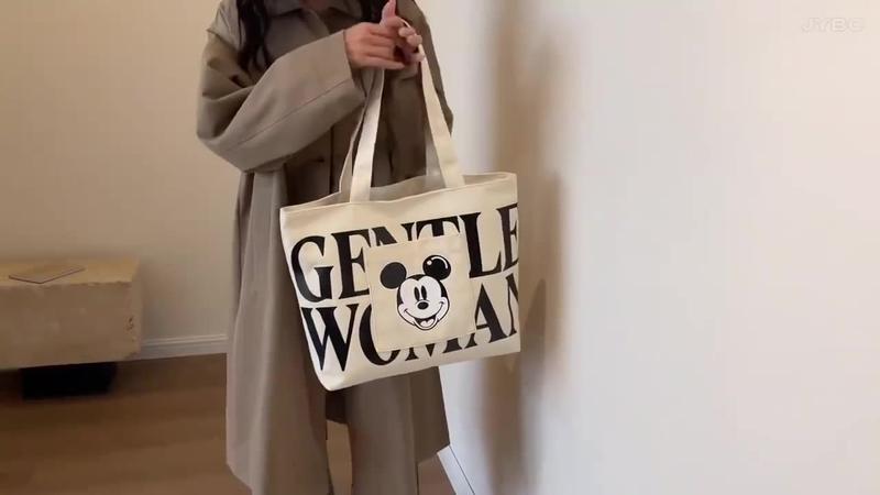 Product Introduction of Canvas bag, new cartoon style large capacity tote shoulder bag, tote bag, college commuting and tutoring bag 1