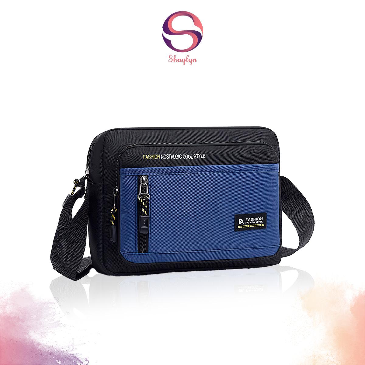 Tas Selempang Pria Motif Polos Tas SlingBag Cowok Trendy  New Collection YS084 Canvas Hitam