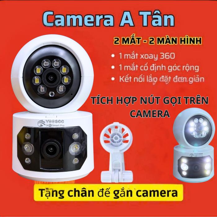Camera Yoosee U19 2 Mắt Trong Nhà - Xem 2 Màn Hình Cùng Lúc - FHD - Xoay 360 Độ - Xem Đêm Có Màu