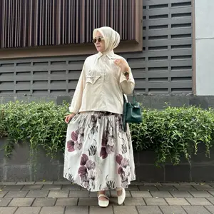 Sytera Rok Bunga Floral Skirt - Kemeja Korea Wanita Berbahan Katun Poplin Import Premium dengan Renda dan Kerah Cantik Fit to M