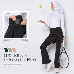 ELITE - Legging Rok CUTBRAY BELAH | Legging Cutbray Split Skirt Desain | Polyester Spandex fabric