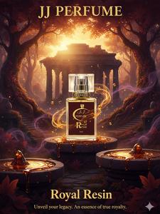JJ Perfume Royal Resin - Unisex - Wangi Mewah & Menarik dengan Aroma Mendalam dari Pokok-hutan & Amber Emas - Gaya Berani & Menawan - Bahan Utama Kayu Kuno Rempah-Warm & Asap
