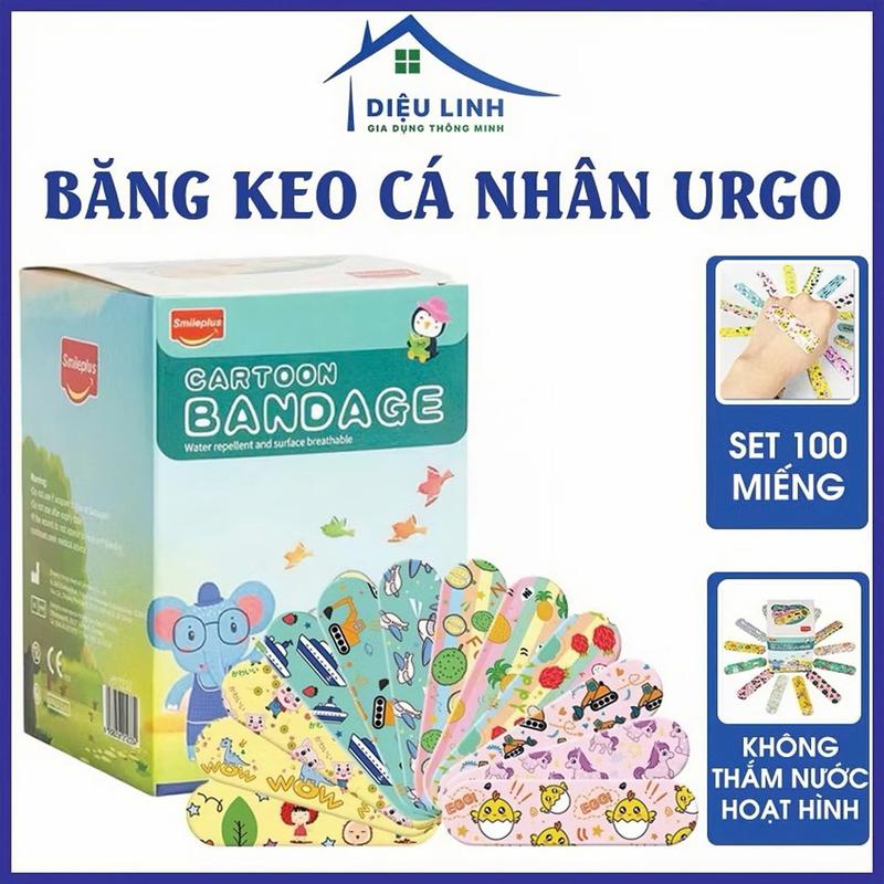  Set 100 Miếng Băng Keo Cá Nhân Hoạt Hình Dễ Thương Chống Thấm Nước Dán Vết Thương Cho Trẻ Em Người Lớn Hộp Tiện Dụng Dieulinhshop 