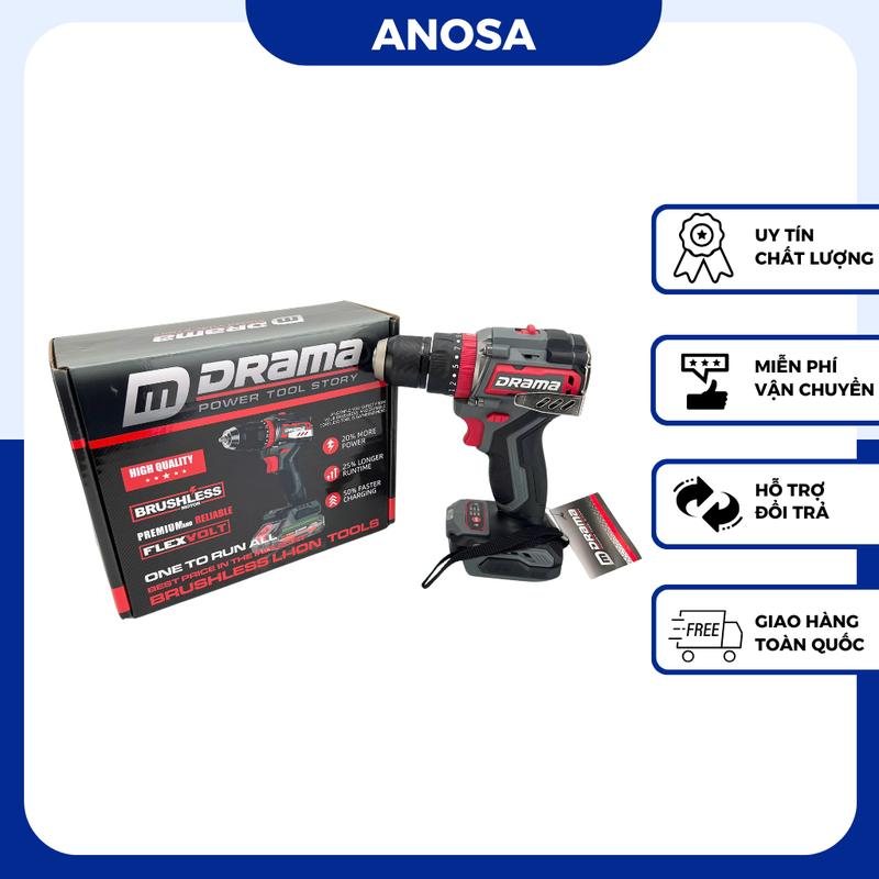   HQD  Thân Máy Khoan Pin DRAMA D-21A 3 Chức Năng Đầu 10mm Động Cơ Không Chổi Than Chân Pin Phổ Thông Có KHOÁ TRỤC 