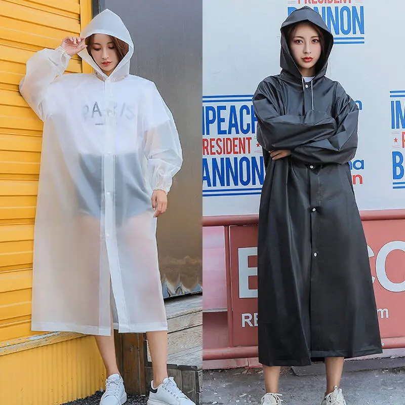 2024 New+COD+spot stocks Eva Raincoat Lightweight Unisex Raincoat for Adult Hooded Outdoor Men and Women Transparent