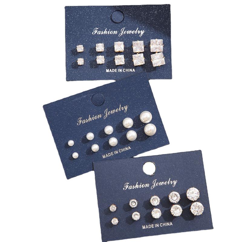 Product Introduction of Anting-anting Zirkonia Sintetik, Gaya Mewah, 15pasang / Set, Untuk Lelaki dan Wanita, Aksesori Personaliti Ringkas 2