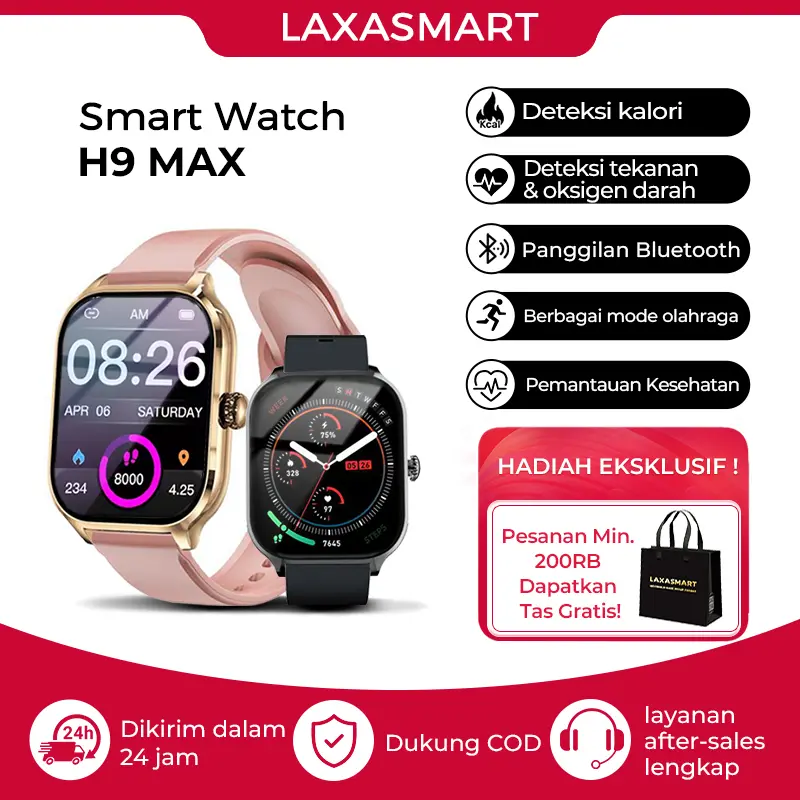 (BISA COD)Jamtangansmartwatchpriacewek,H9 ProMax,martwatchandroidiosparlentactive smartwatch,jampriawanitaPelacakanDenyut Jantung,GelangPedometerHeartRate,2.01FullTouch ScreenLayar,BluetoothtoconnecttothePonsel