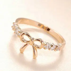 【zhamus】Simple   Studded Bow Ring Women Rings