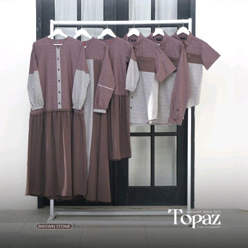 BROWN STONE TOPAZ SARIMBIT BAHAN ARABIAN CREPE MIX KATUN DOBBY baju lebaran , Wanita, Dress, Hitam, biru, coklat 1