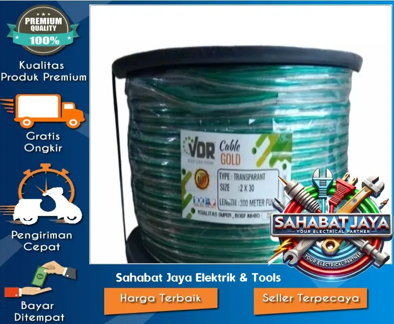Kabel Audio Monster Transparan 2x30 Merk VDR Meteran / Per Meter -  Serabut Wire Speaker