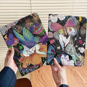 Cover For casing redmi pad 2 2025 / For pad se 11 inch / For xiaomi pad 7 /6 / 5/ redmi poco pad 12 inch Casing Tablet Kulit PU Silikon Anti Selip Desain Tekstur Sutra Stabil Tidak Licin dengan Slot Pena