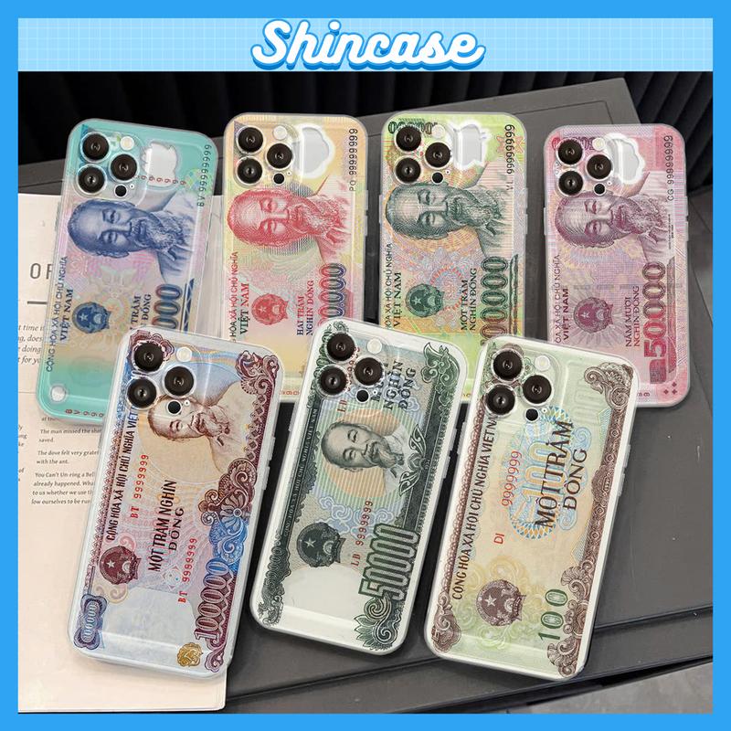 Ốp Lưng iPhone Money Việt Nam 9999 Trong Suốt Bảo Vệ Camera Viền Thẳng Chống Sốc Cho iP 7 8 Plus X XS 11 12 13 14 15 16 17 Pro Max Air