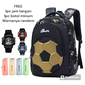 Tas Anak Sekolah Ransel SD Laki Laki Model Terbaru Fashion Motif Bola beli 1 Dapet Botol Minum Dan Jam Tangan Anak Banyak Bonusnya