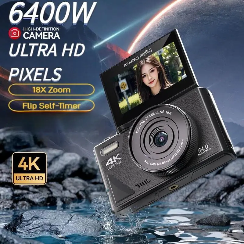 กล้องดิจิตอล, ใหม่ในปี 2025, หน้าจอพลิก 180°, ซูม 18x, ความงาม Selfile, 4K, เหมาะสำหรับ Vlog ท่องเที่ยวและการสตรีมสด, กล้อง YouTube, การถ่ายภาพ kitbeez kp 2