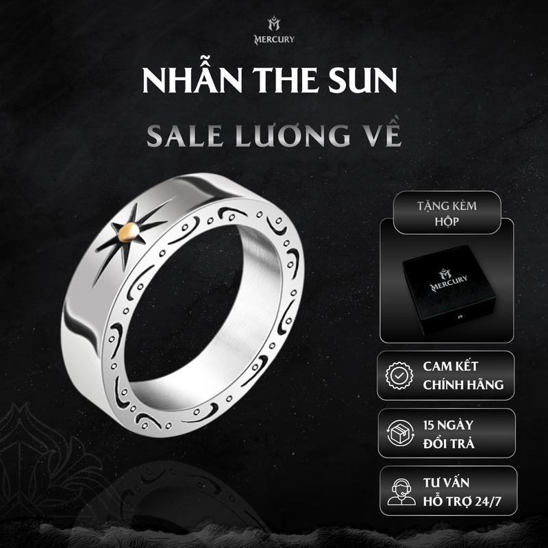 Nhẫn nam Mercury The Sun - Trang sức phụ kiện đeo tay thời trang - Thiết kế họa tiết Ánh Dương basic